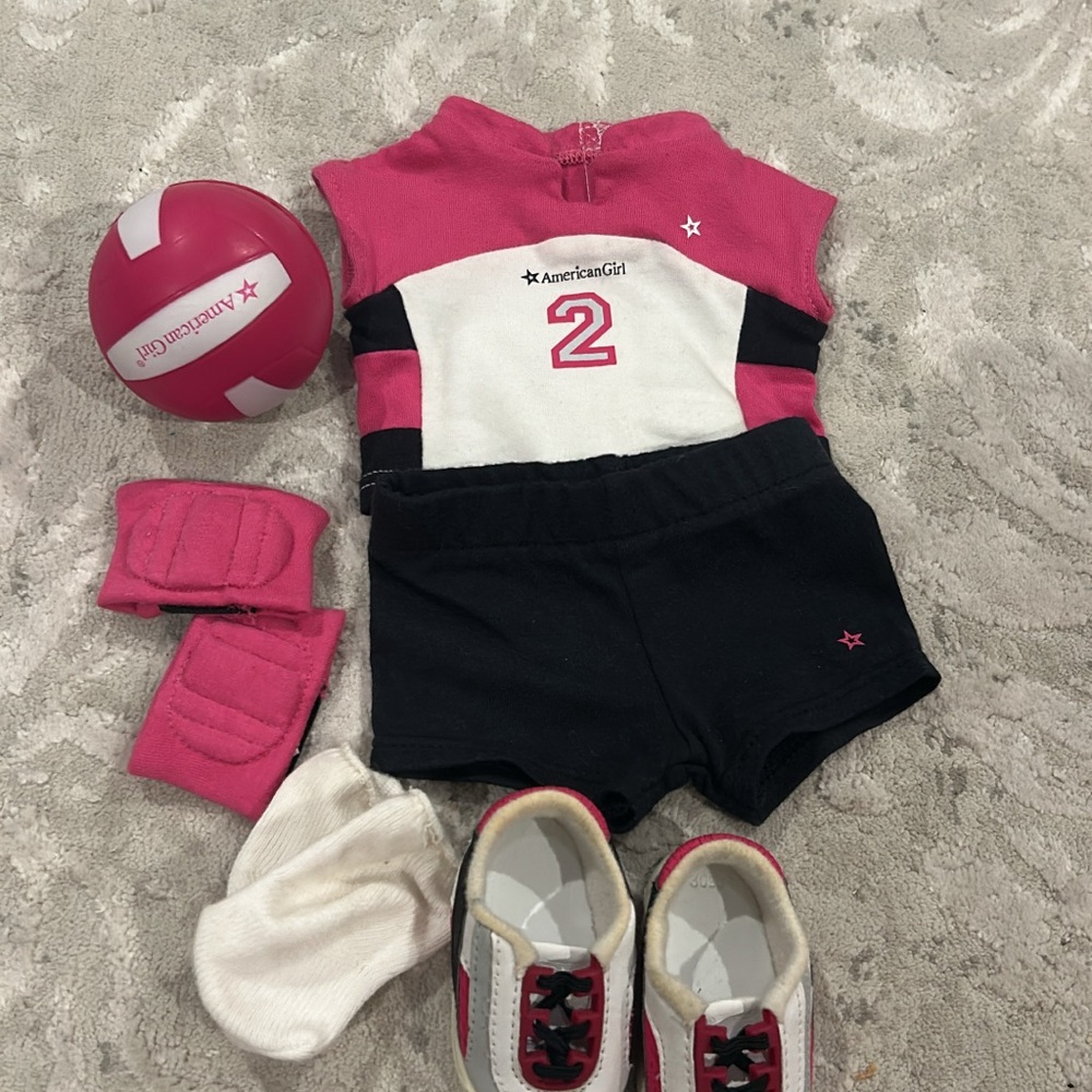 American Girl Pink and Black Volleyball outfit